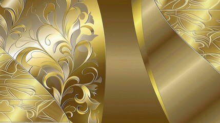 Poster - A close up of a gold and silver background with some decorative designs, AI