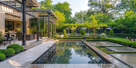 Poster - elegant modern backyard with a reflecting pool