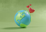 Fototapeta Przestrzenne - ECO friendly, concept of loving earth and nature, Ecology, protection of world environment and nature. Happy Earth Day, Save the Earth, Protect environmental and eco green life. 3d render illustration