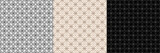 Fototapeta Abstrakcje - Three geometric patterns in gray, black and brown. Intertwining lines in a diamond pattern. Seamless pattern, grid of diamonds.