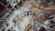 Drone hovering over a construction site, providing aerial surveillance to prevent theft and vandalism