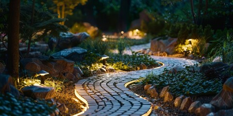 Sticker - illuminating the winding garden pathways that traverse the area.