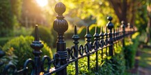 Sturdy, Wrought Iron Fence With Decorative Finials