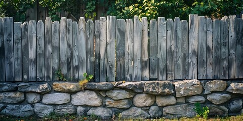 Poster - Weathered Stone Wall bordering the backyard