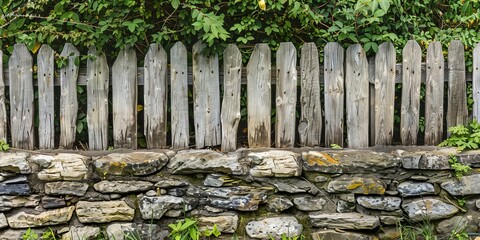 Poster - Weathered Stone Wall bordering the backyard