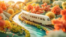 Train Journey Through Pastel Landscape