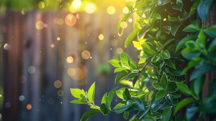 Canvas Print - A close up of a green plant with sun shining on it, AI