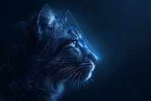 Cat. Digital Wireframe Polygon Illustration. Technology Of Lines And Points.	

