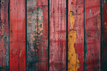 Poster - old red wooden background. Created with Generative AI technology.