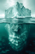 Eisberg über und unter Wasser