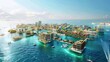 Floating Cityscape: Envision a floating city 