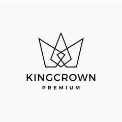 Wall Mural - Crown King Logo line outline Vector Icon Illustration