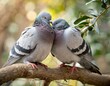 Zakochana para gołębi na gałęzi