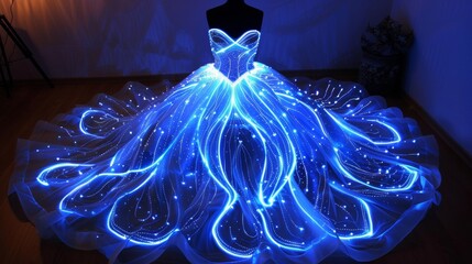 Poster - A dress made of light up material is on display, AI