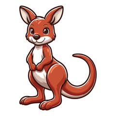 Wall Mural - Cute kangaroo full body mascot cartoon character design illustration, funny adorable Australian mammal animal vector template isolated on white background