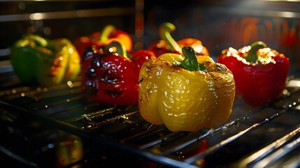 Wall Mural - Roast Bell peppers in the oven 