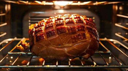 Canvas Print - Roast ham in the oven 