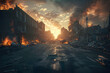 A burned city street with no life generative ai apocalyptic scene