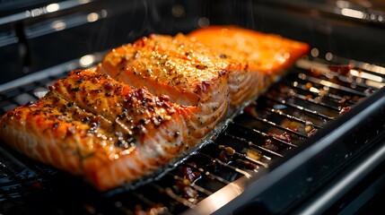 Canvas Print - Roast Salmon in the oven 