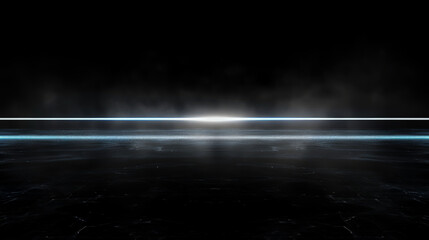 Wall Mural - A dark, empty space with a blue line running through it