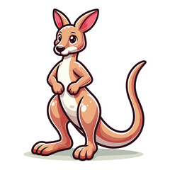 Wall Mural - Cute kangaroo full body mascot cartoon character design illustration, funny adorable Australian mammal animal vector template isolated on white background