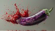 A hyper-realistic photo of an exploding eggplant