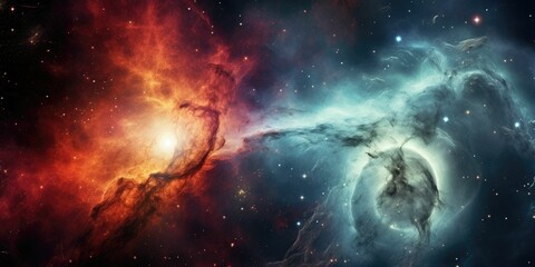 Wall Mural - Nebula and galaxies in space. Abstract background