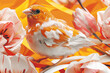 © Александр Марченко - Stylized illustration of a bird with dynamic splashes of orange and geometric shapes