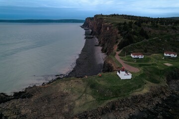 Aerial view of bay of Fundy on a cloudy day