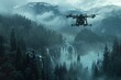 a drone flying over a waterfall