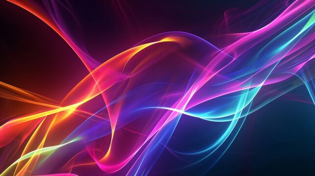 A harmonious blend of neon tones against  dark back AI generated illustration