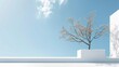 A minimalist composition showcasing  white podium   AI generated illustration