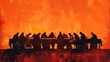 A minimalist portrayal of the Last Supper focusing o AI generated illustration