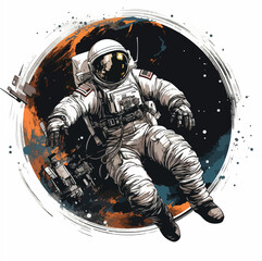 Wall Mural - Astronaut in spacesuit fling in the space with space rocket 