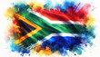South African flag in watercolor splendor