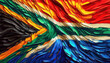 Abstract impasto painting of the South African flag.