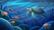 A float of sea turtles swimming in the ocean their nesting grounds protected by human efforts to preserve their fragile nesting sites.