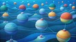 © DigitalSpace - A network of colorful buoys attached to a submerged underwater system paint an image of efficient and ecofriendly energy production as they sway