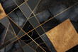 Black and gold geometric background with golden lines and texture
