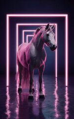 A Horse in a neon background