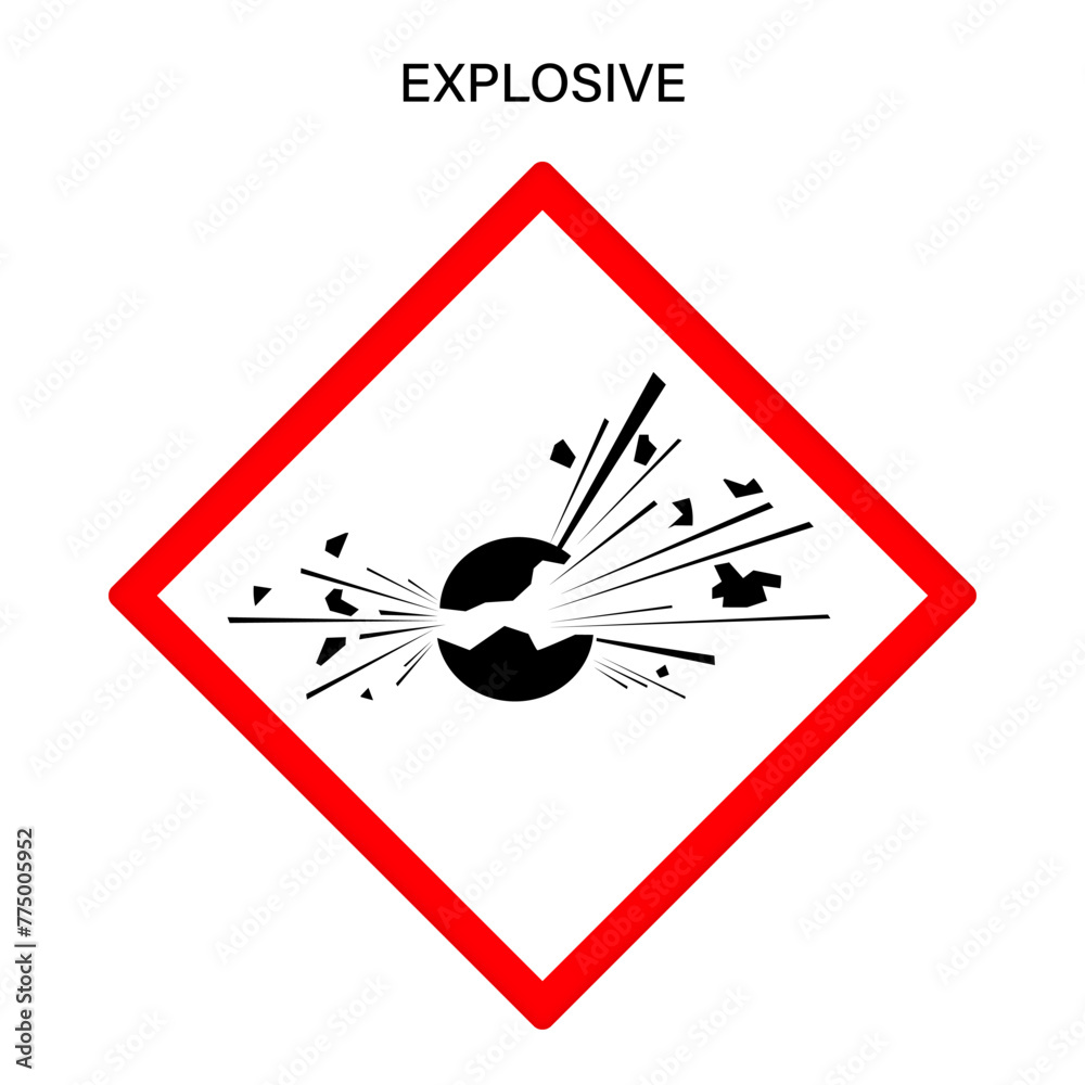 Explosive Materials Sign vector. Globally harmonized system hazard pictograms symbol. Warning symbol GHS icon.
