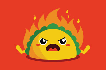  Angry Mexican taco on fire vector