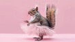 Squirrel dancing dressed in a ballet tutu