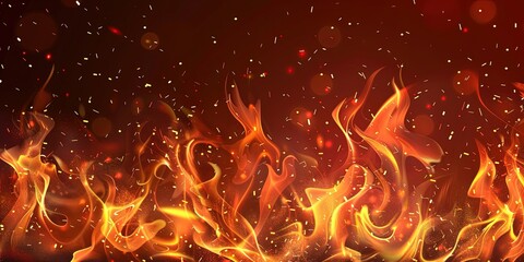 Wall Mural - Illustration of fire as a background, a powerful element, wallpaper.