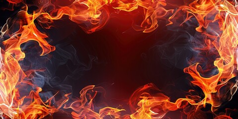 Wall Mural - illustration of fire on a black background, burning, background, wallpaper.
