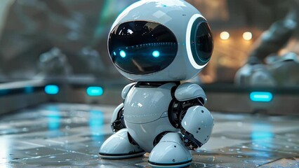 Poster - Robot toy on the table. Artificial intelligence and machine learning concept