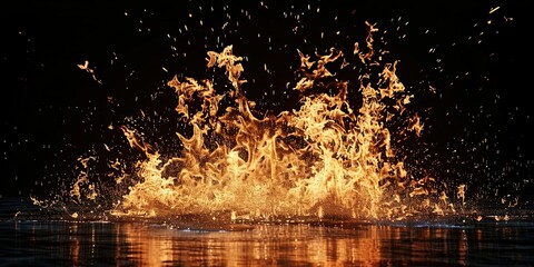 Wall Mural - Illustration of fire on a black background, burning, background, wallpaper.