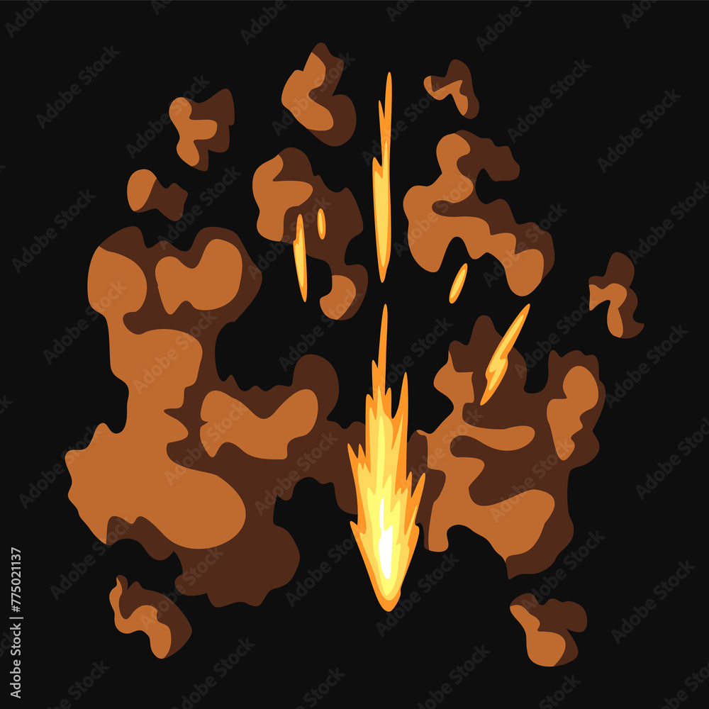 Gun flashe or gunshot animation. Fire explosion effect during the shot ...