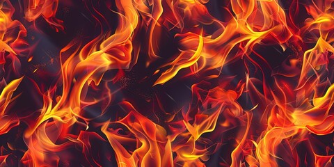 Wall Mural - illustration of fire on a black background, burning, background, wallpaper.