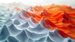 Arrière-plan contemporain en 3D avec reliefs et courbes, tons blanc et orange, effets strates géologiques, relief de montagne et paysage abstrait lunaire